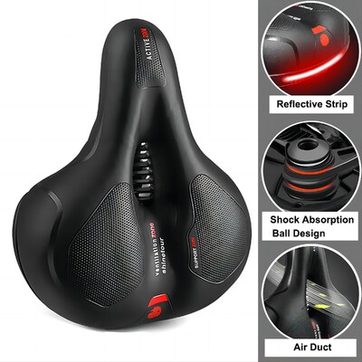 Dobi elpojoši velosipēda sēdekļi vīriešiem un sievietēm, MTB šosejas velosipēds, triecienu absorbējošs, ērts, liels dibens, velosipēda sēdeklis, drošības brīdinājums