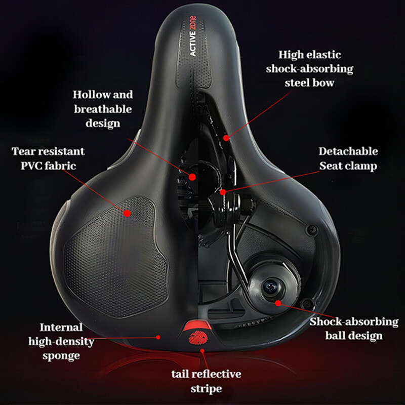 Dobi elpojoši velosipēda sēdekļi vīriešiem un sievietēm, MTB šosejas velosipēds, triecienu absorbējošs, ērts, liels dibens, velosipēda sēdeklis, drošības brīdinājums