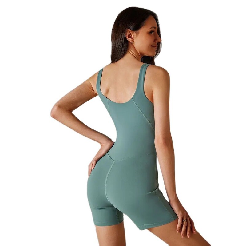 NCLAGEN sporta zāles komplekts sievietei push-up dziļi V kakla izgriezumā bez piedurknēm sporta kombinezons, noņemams krūškurvja spilvens jogas viengabala fitnesa kombinezons