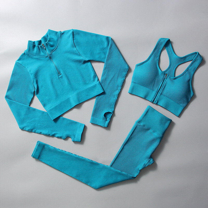 Bezšuvju jogas komplekts sievietēm ar rāvējslēdzēju garām piedurknēm sporta tērps, aukliņš Althetic komplekts sporta zālei legingi treniņam, apģērbi, fitnesa sporta apģērbi