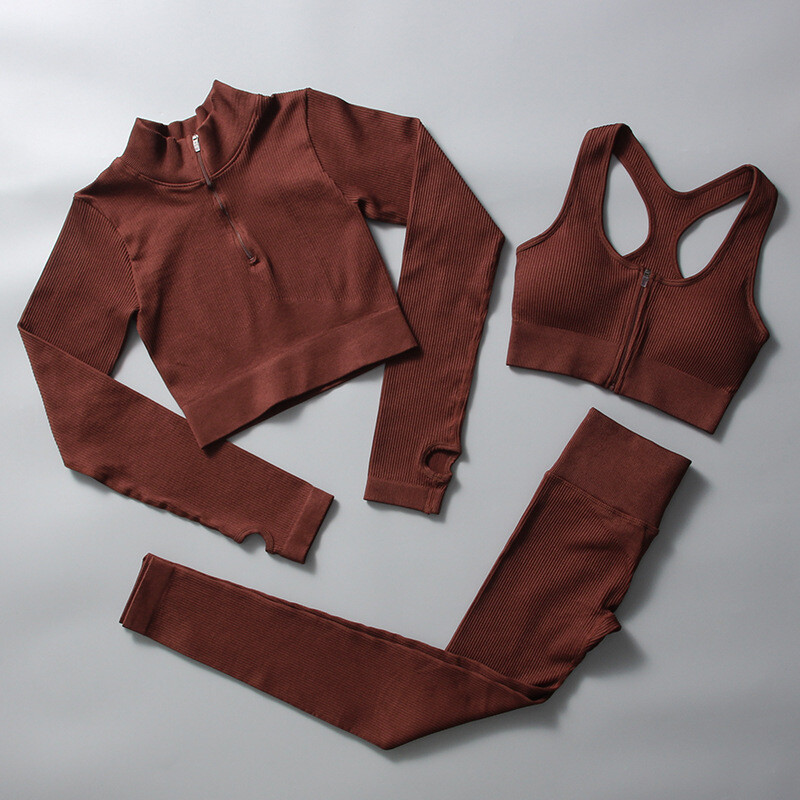 Bezšuvju jogas komplekts sievietēm ar rāvējslēdzēju garām piedurknēm sporta tērps, aukliņš Althetic komplekts sporta zālei legingi treniņam, apģērbi, fitnesa sporta apģērbi