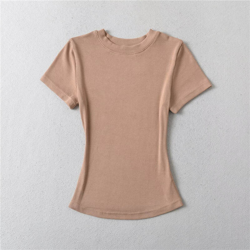 LUNDUNSHIJIA 2024 Summer Sexy Women Basic T-krekls ar īsām piedurknēm sievietēm ar O veida kakla izgriezumu, tievs, elastīgs kokvilnas T-krekls, 12 krāsu