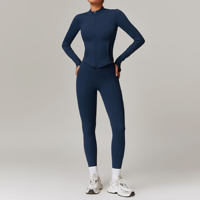 Bezšuvju Jogas Komplekts Sieviešu rozā Tops ar īsām piedurknēm ar Legingiem ar augstu vidukli Divdaļīgs Treniņa apģērbs