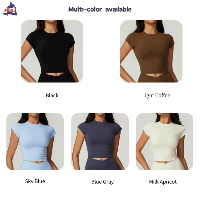 Γυναικείο T-shirt προπόνησης HBC Φιλικό προς το περιβάλλον Μπλουζάκι για τρέξιμο υψηλών επιπτώσεων Tee Push-up Workout Pilates Fitness T-shirt Yoga Crop Top
