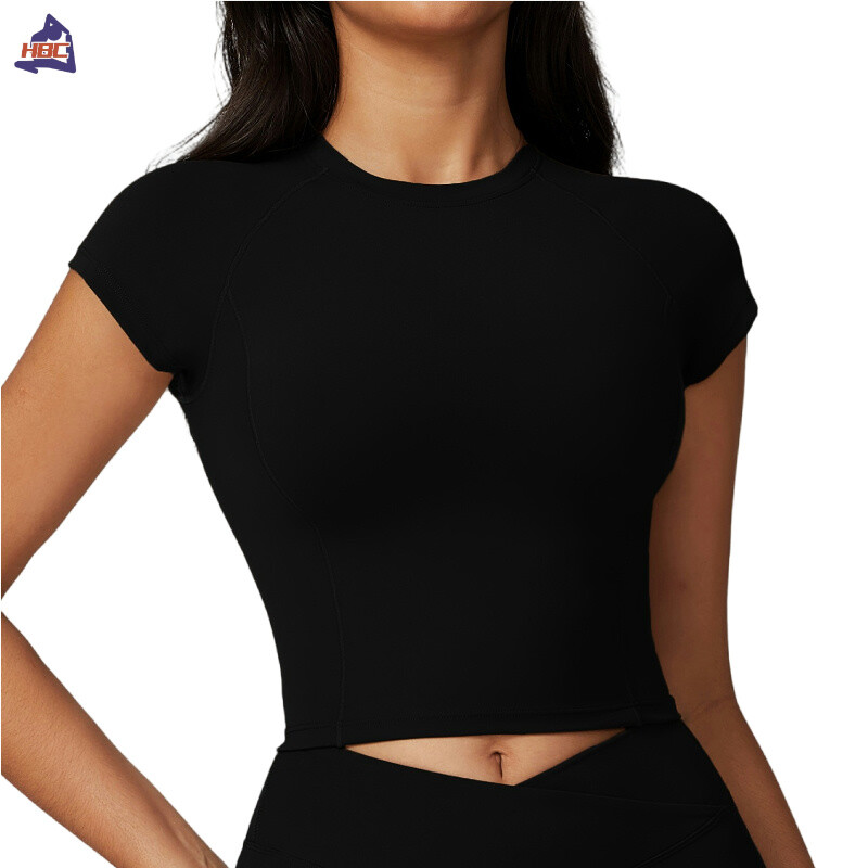 Γυναικείο T-shirt προπόνησης HBC Φιλικό προς το περιβάλλον Μπλουζάκι για τρέξιμο υψηλών επιπτώσεων Tee Push-up Workout Pilates Fitness T-shirt Yoga Crop Top