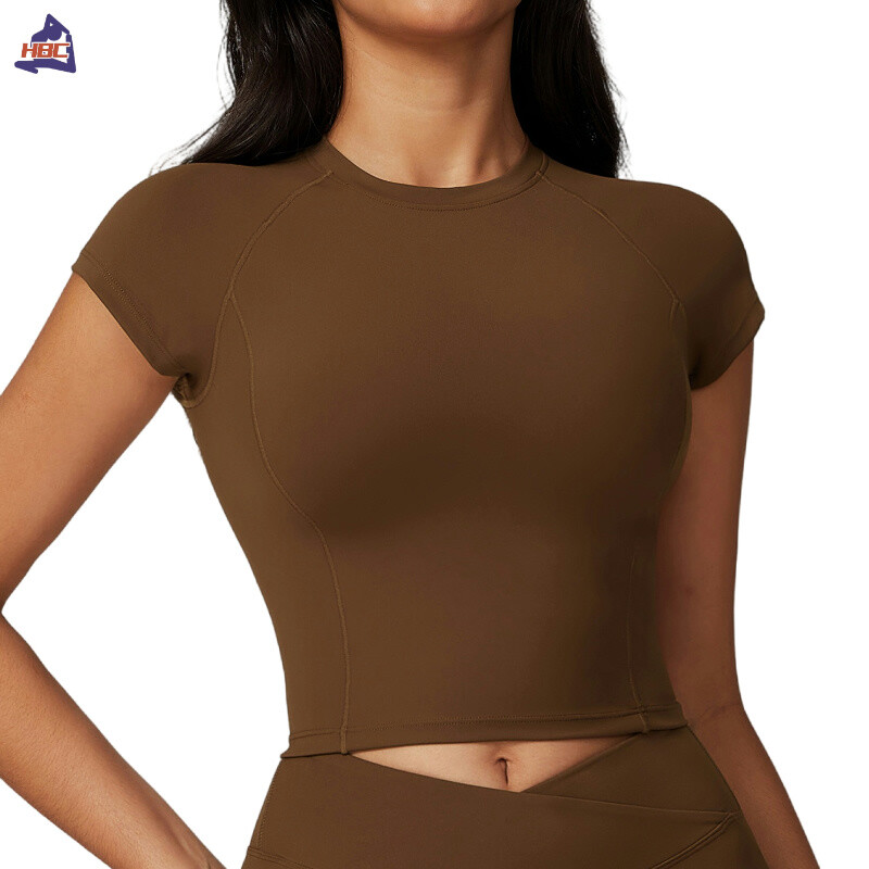 Γυναικείο T-shirt προπόνησης HBC Φιλικό προς το περιβάλλον Μπλουζάκι για τρέξιμο υψηλών επιπτώσεων Tee Push-up Workout Pilates Fitness T-shirt Yoga Crop Top
