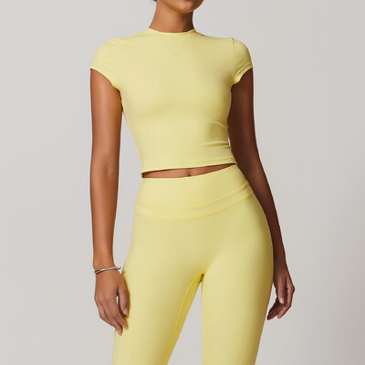 Γυναικεία μπλουζάκια γιόγκα τοπ αθλητικά μπλουζάκια γυμναστικής Κοντομάνικα μπλουζάκια γιόγκα γυμναστήριο Τοπ για τρέξιμο Αθλητικά εσώρουχα Push Up Crop Top