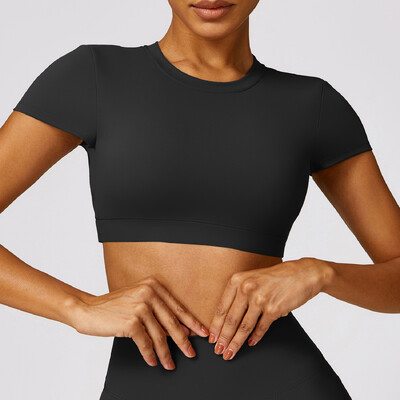 Cămăși scurte sport fără spate Femei Fitness Femei Crop Top Sexy cu uscare rapidă Îmbrăcăminte de yoga pentru antrenament de respirație Îmbrăcăminte sportivă Femei