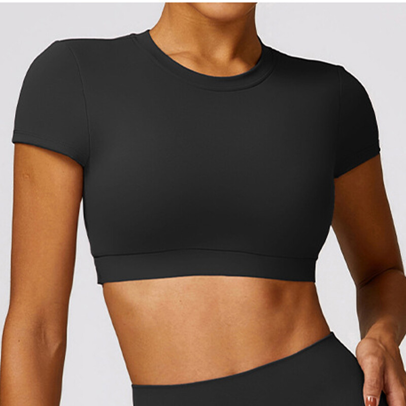 Sporta īsie krekli bez aizmugures Sieviešu sporta zāle Sieviešu fitness Sexy Crop Top Ātri žūstošs jogas apģērbs