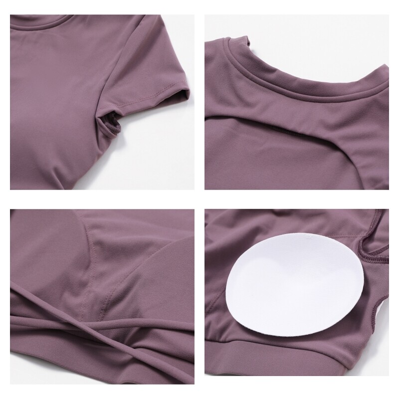 Sporta īsie krekli bez aizmugures Sieviešu sporta zāle Sieviešu fitness Sexy Crop Top Ātri žūstošs jogas apģērbs