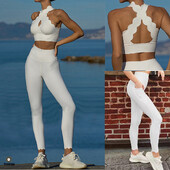 XL 1/2PCS Γυναικείο Σετ Γιόγκα Γυμναστήριο Laser Αθλητικό Σουτιέν Τοπ ψηλόμεσο κολάν τσέπη προπόνηση Παντελόνι αθλητική φόρμα γυμναστικής Αθλητική φόρμα