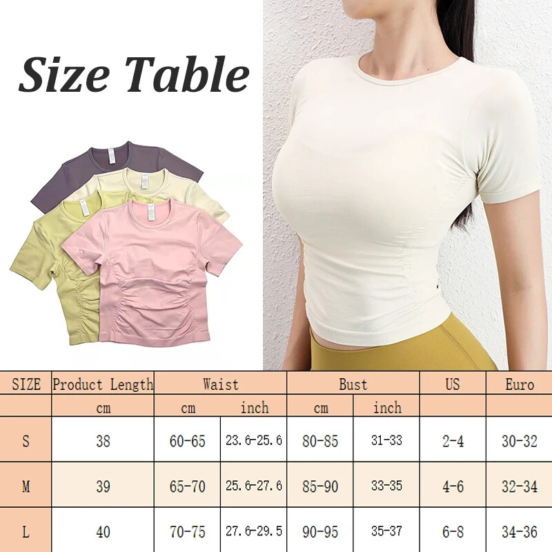Aiithuug bešavne majice za mršavljenje do struka za jogu kratkih rukava za teretanu, rastezljive, prozračne, dnevne sportove, tenis, golf, fitness, usjevi