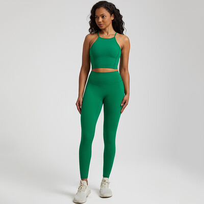 Buttery Soft Gym Set Γυναικεία Παντελόνια Yoga Σετ 2 τεμαχίων Crisscross Crop Top και ψηλόμεσο κολάν Αθλητικά κοστούμια Ρούχα γυμναστικής