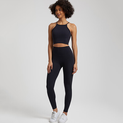 Buttery Soft Gym Set Γυναικεία Παντελόνια Yoga Σετ 2 τεμαχίων Crisscross Crop Top και ψηλόμεσο κολάν Αθλητικά κοστούμια Ρούχα γυμναστικής