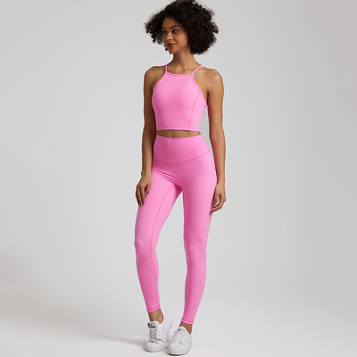 Buttery Soft Gym Set Γυναικεία Παντελόνια Yoga Σετ 2 τεμαχίων Crisscross Crop Top και ψηλόμεσο κολάν Αθλητικά κοστούμια Ρούχα γυμναστικής