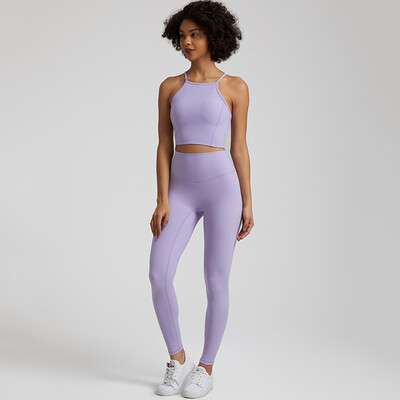 Buttery Soft Gym Set Γυναικεία Παντελόνια Yoga Σετ 2 τεμαχίων Crisscross Crop Top και ψηλόμεσο κολάν Αθλητικά κοστούμια Ρούχα γυμναστικής