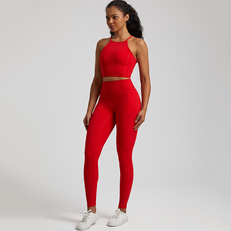 Buttery Soft Gym Set Γυναικεία Παντελόνια Yoga Σετ 2 τεμαχίων Crisscross Crop Top και ψηλόμεσο κολάν Αθλητικά κοστούμια Ρούχα γυμναστικής