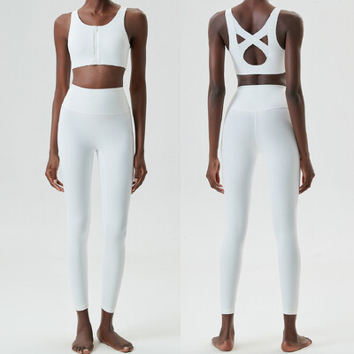 Two Pieces Fitness Yoga Σετ Γυναικείο μονόχρωμο κοστούμι γυμναστικής υψηλής απόδοσης Close Fit Strechy Running Αθλητικά Ρούχα Γυναικεία Wrkout