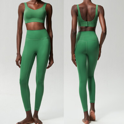 Σετ γυμναστικής δύο τεμαχίων γιόγκα Γυναικεία μονόχρωμα βουτυρένια μαλακή φόρμα γυμναστικής που αναπνέει για γρήγορο στέγνωμα αθλητικά ρούχα προπόνησης για τρέξιμο