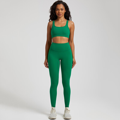 Divdaļīgs sporta kostīms, sviests, mīksts vingrošanas komplekts. Sieviešu jogas apģērbs neilona sporta apģērbs ar augstu vidukli Fitnesa legingi Push Up sporta krūšturis