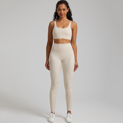 Divdaļīgs sporta kostīms, sviests, mīksts vingrošanas komplekts. Sieviešu jogas apģērbs neilona sporta apģērbs ar augstu vidukli Fitnesa legingi Push Up sporta krūšturis