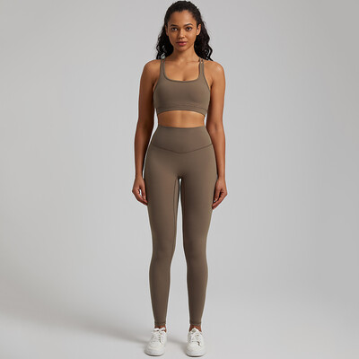 Divdaļīgs sporta kostīms, sviests, mīksts vingrošanas komplekts. Sieviešu jogas apģērbs neilona sporta apģērbs ar augstu vidukli Fitnesa legingi Push Up sporta krūšturis