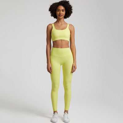 Divdaļīgs sporta kostīms, sviests, mīksts vingrošanas komplekts. Sieviešu jogas apģērbs neilona sporta apģērbs ar augstu vidukli Fitnesa legingi Push Up sporta krūšturis