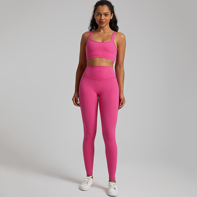 Divdaļīgs sporta kostīms, sviests, mīksts vingrošanas komplekts. Sieviešu jogas apģērbs neilona sporta apģērbs ar augstu vidukli Fitnesa legingi Push Up sporta krūšturis