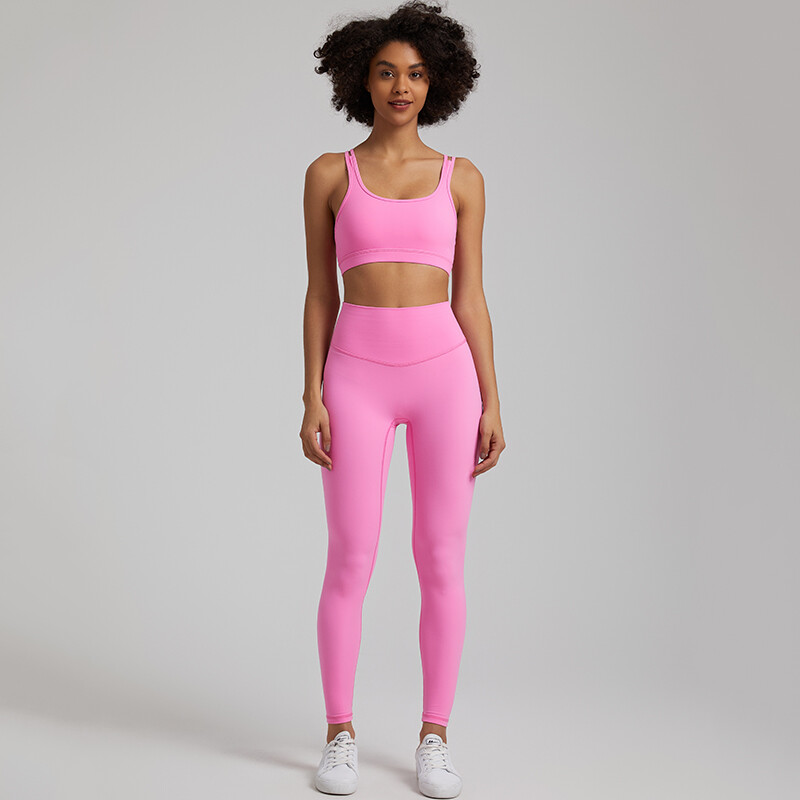 Divdaļīgs sporta kostīms, sviests, mīksts vingrošanas komplekts. Sieviešu jogas apģērbs neilona sporta apģērbs ar augstu vidukli Fitnesa legingi Push Up sporta krūšturis