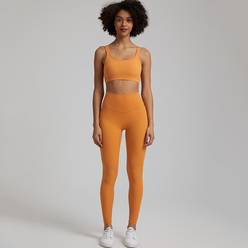 Divdaļīgs sporta kostīms, sviests, mīksts vingrošanas komplekts. Sieviešu jogas apģērbs neilona sporta apģērbs ar augstu vidukli Fitnesa legingi Push Up sporta krūšturis
