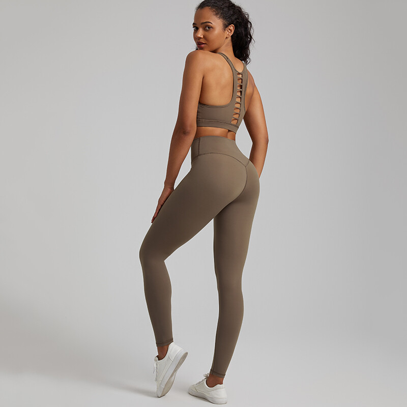 Divdaļīgs sporta kostīms, sviests, mīksts vingrošanas komplekts. Sieviešu jogas apģērbs neilona sporta apģērbs ar augstu vidukli Fitnesa legingi Push Up sporta krūšturis