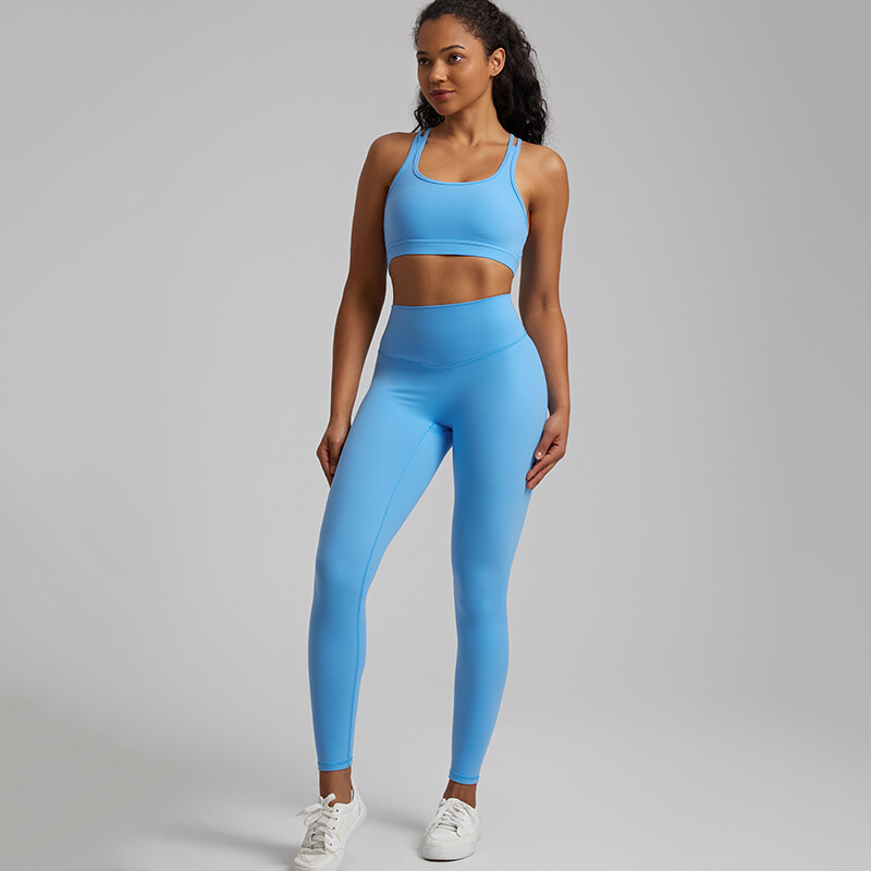 Divdaļīgs sporta kostīms, sviests, mīksts vingrošanas komplekts. Sieviešu jogas apģērbs neilona sporta apģērbs ar augstu vidukli Fitnesa legingi Push Up sporta krūšturis