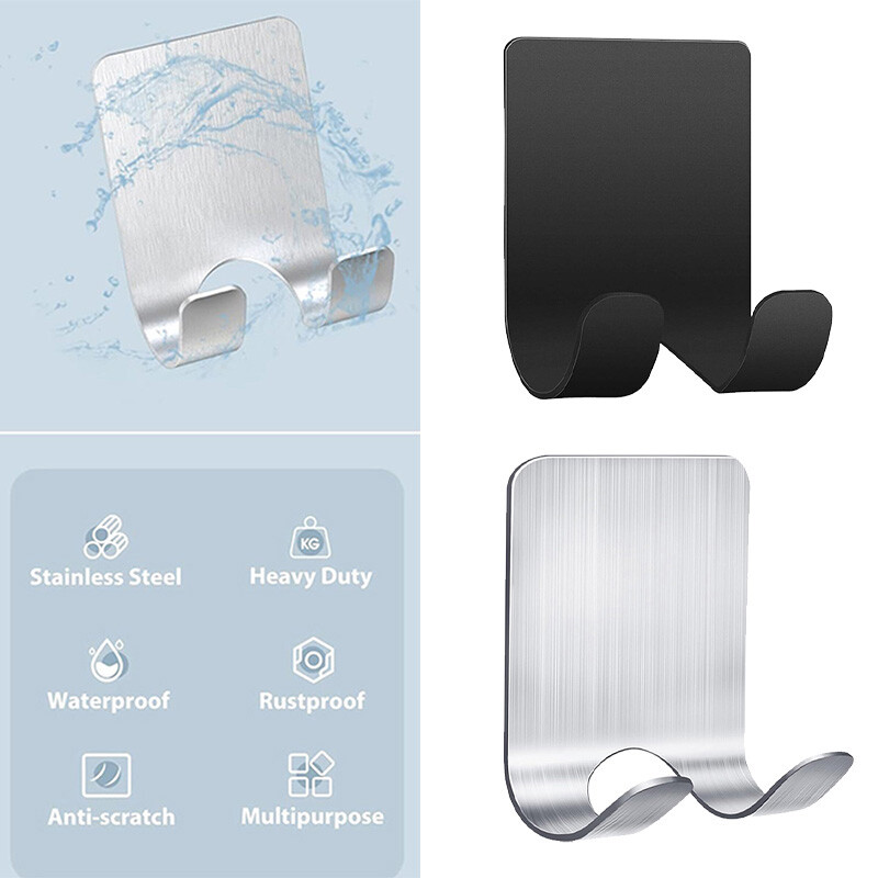 1/2/4 vnt. juodos/sidabrinės spalvos skustuvo laikymo stovas, nerūdijančio plieno skustuvo laikiklis, lipnus vandeniui atsparus skutimosi skustuvo stovas