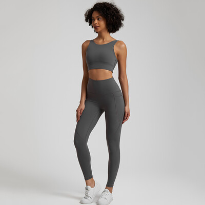 Ženska trenirka Buttery Soft Yoga set s džepom Rastezljiva odjeća za teretanu visokog struka Crop Top Grudnjak Tajice za vježbanje Sportska odijela