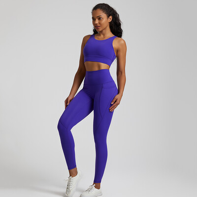 Ženska trenirka Buttery Soft Yoga set s džepom Rastezljiva odjeća za teretanu visokog struka Crop Top Grudnjak Tajice za vježbanje Sportska odijela