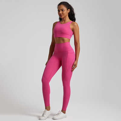 Ženska trenirka Buttery Soft Yoga set s džepom Rastezljiva odjeća za teretanu visokog struka Crop Top Grudnjak Tajice za vježbanje Sportska odijela