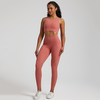 Ženska trenirka Buttery Soft Yoga set s džepom Rastezljiva odjeća za teretanu visokog struka Crop Top Grudnjak Tajice za vježbanje Sportska odijela