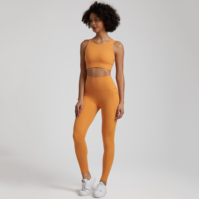 Ženska trenirka Buttery Soft Yoga set s džepom Rastezljiva odjeća za teretanu visokog struka Crop Top Grudnjak Tajice za vježbanje Sportska odijela