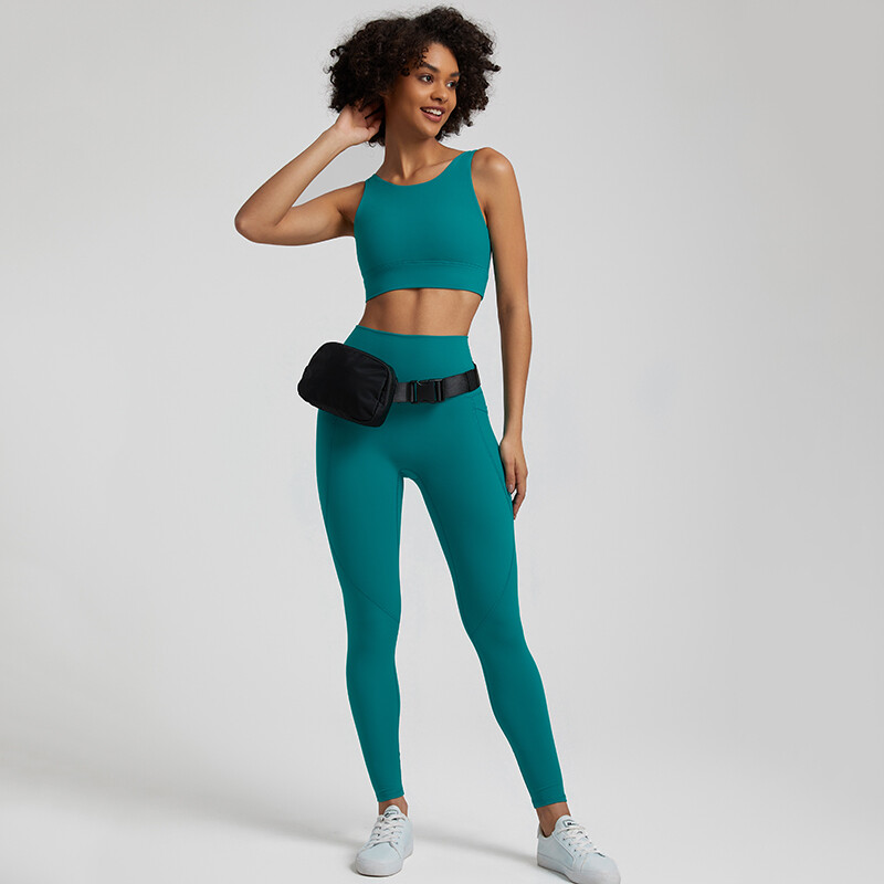 Ženska trenirka Buttery Soft Yoga set s džepom Rastezljiva odjeća za teretanu visokog struka Crop Top Grudnjak Tajice za vježbanje Sportska odijela