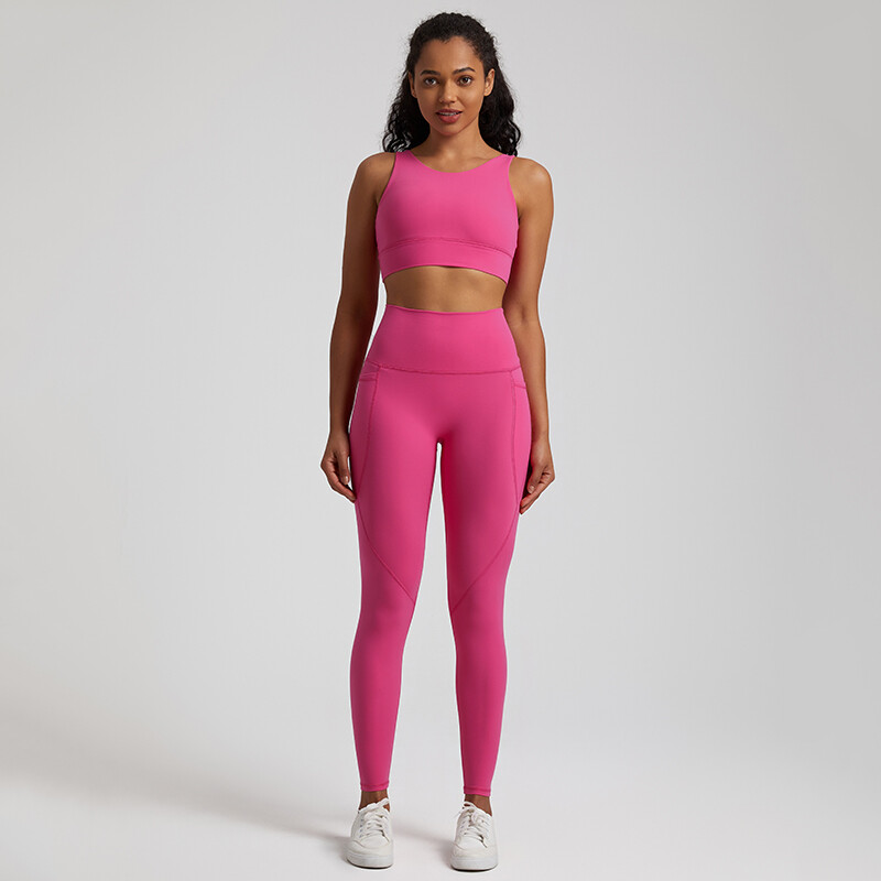 Ženska trenirka Buttery Soft Yoga set s džepom Rastezljiva odjeća za teretanu visokog struka Crop Top Grudnjak Tajice za vježbanje Sportska odijela