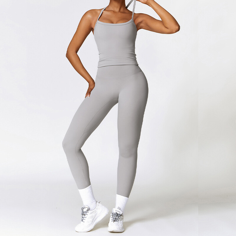 2PCS Sportski set Ženski komplet za teretanu Ženska trenirka Joga prsluk Trening bez rukava Ženska brzosušeća joga odijela Sportska odjeća