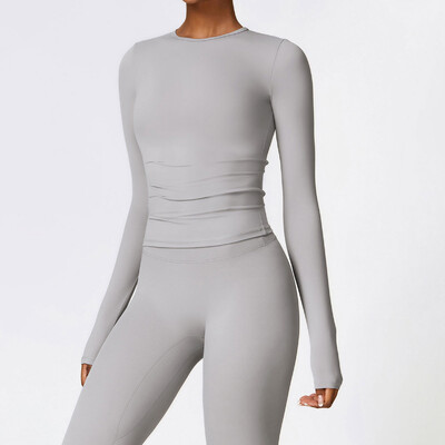 NCLAGEN joga majice za žene dugih rukava zimske fitness trčanje teretana odjeća vježbanje Dry Fit prozračna visoka elastična sportska majica