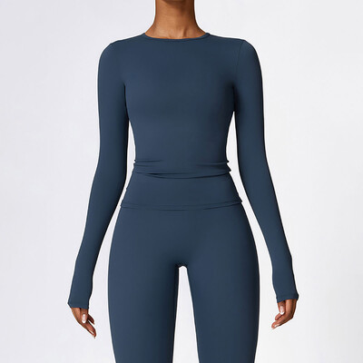 NCLAGEN joga majice za žene dugih rukava zimske fitness trčanje teretana odjeća vježbanje Dry Fit prozračna visoka elastična sportska majica