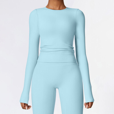 NCLAGEN Odjeća za jogu Majice dugih rukava za žene Zaštita od sunca Fitnes Trčanje u teretani Vježbanje Majica suhog kroja Prozračna elastična sportska