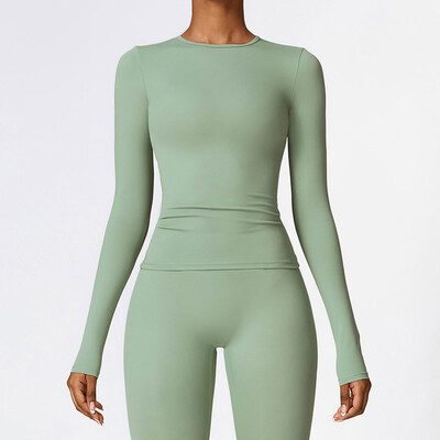 NCLAGEN Odjeća za jogu Majice dugih rukava za žene Zaštita od sunca Fitnes Trčanje u teretani Vježbanje Majica suhog kroja Prozračna elastična sportska