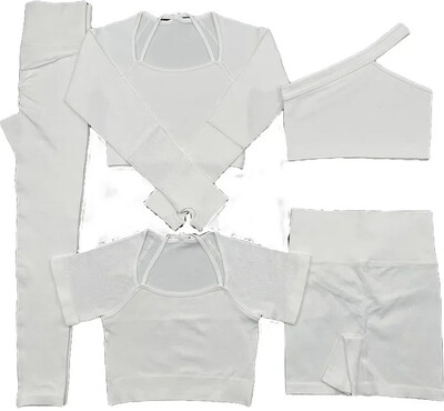 2\5KOM Bešavni kompleti za jogu Sport Fitness Hlače s visokim strukom Kratke hlače s dugim rukavima Odijela Ženske tajice za vježbanje u teretani