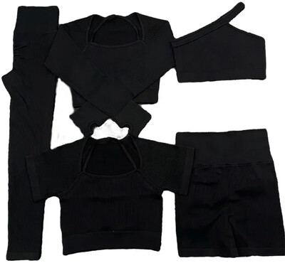 2\5KOM Bešavni kompleti za jogu Sport Fitness Hlače s visokim strukom Kratke hlače s dugim rukavima Odijela Ženske tajice za vježbanje u teretani