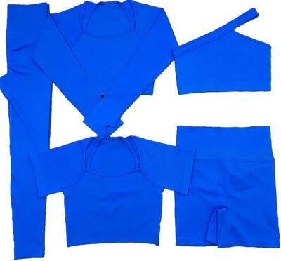 2\5KOM Bešavni kompleti za jogu Sport Fitness Hlače s visokim strukom Kratke hlače s dugim rukavima Odijela Ženske tajice za vježbanje u teretani