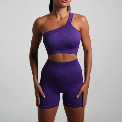 2\5KOM Bešavni kompleti za jogu Sport Fitness Hlače s visokim strukom Kratke hlače s dugim rukavima Odijela Ženske tajice za vježbanje u teretani