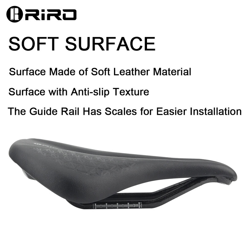 Σέλα RIRO από ανθρακονήματα Εξαιρετικά ελαφρύ κάθισμα ποδηλάτου δρόμου Μαλακό δέρμα MTB Cusion Mountain Bicycle Short Nose Race Bicycle Αξεσουάρ